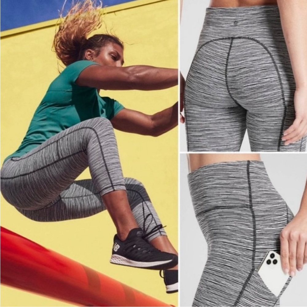 Athleta Ultimate Capri, black white stripe, small